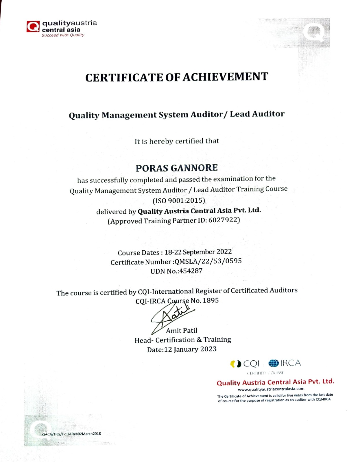 ISO 9001 Certificate